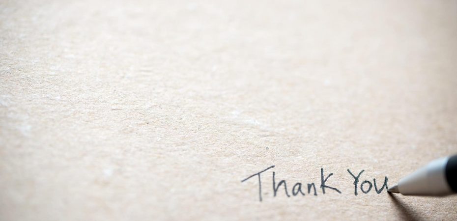 Hand writing thank you note